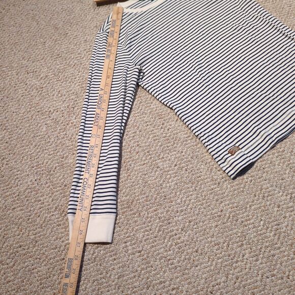 Lauren Ralph Lauren Top Shirt Womens XL Striped Elbow Patches Zipper Preppy - Picture 3 of 9